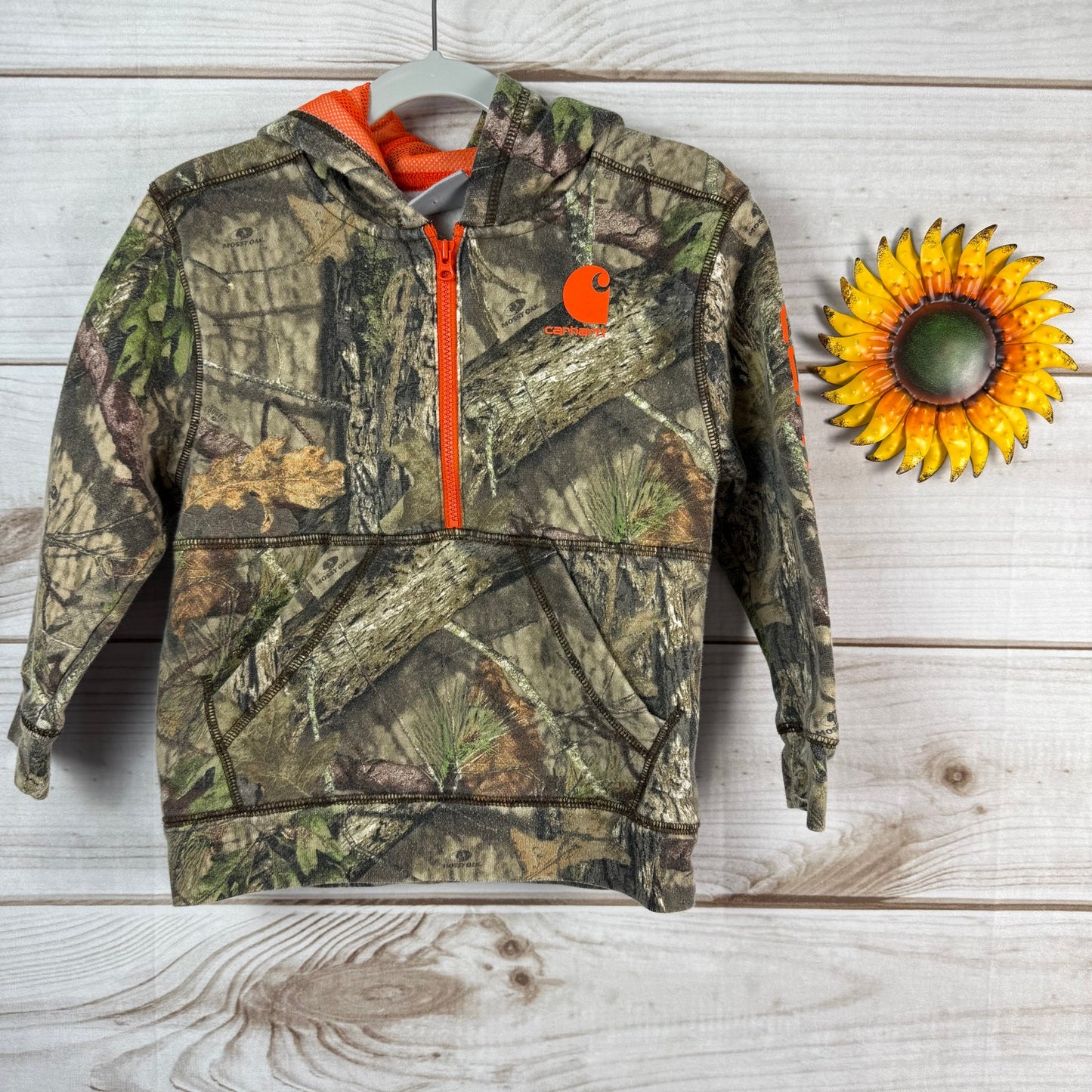 carhartt kids mossy oak camo 1/2 zip sweatshirt 4T