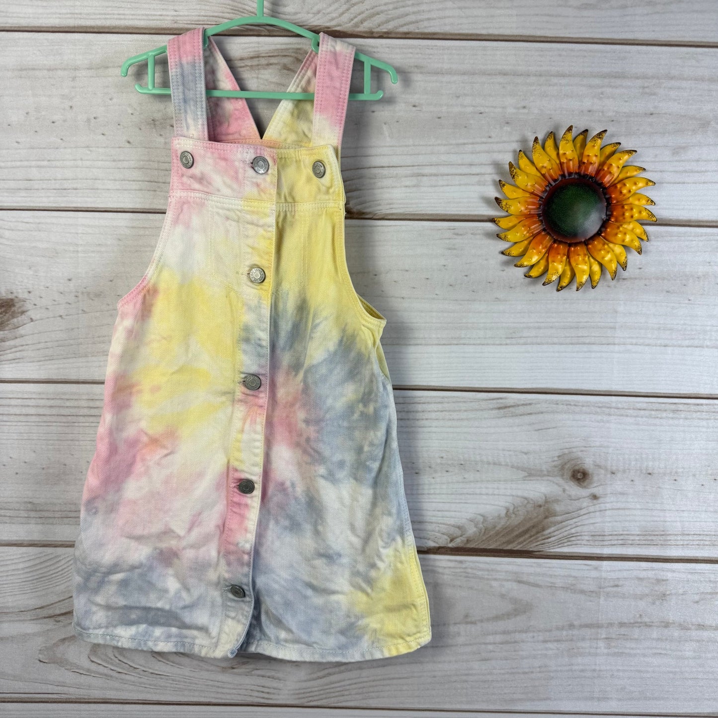 gap kids tie-dye denim overall dress 5T