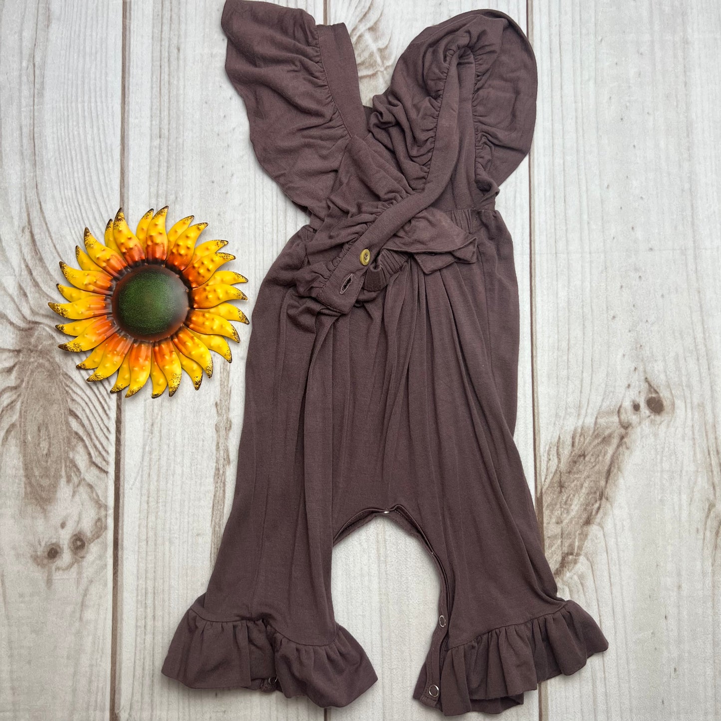 the woods by kate quinn ruffle strap coverall 3-6M