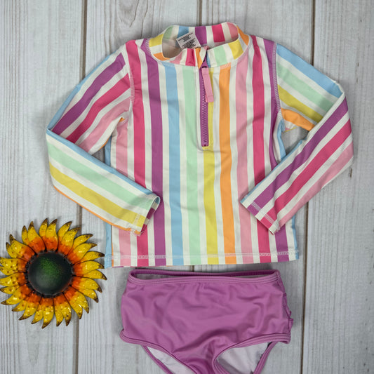 ruffle butts long sleeve rash guard two piece 4T
