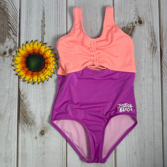 justice girls colorblock cut-out one-piece swimsuit 10
