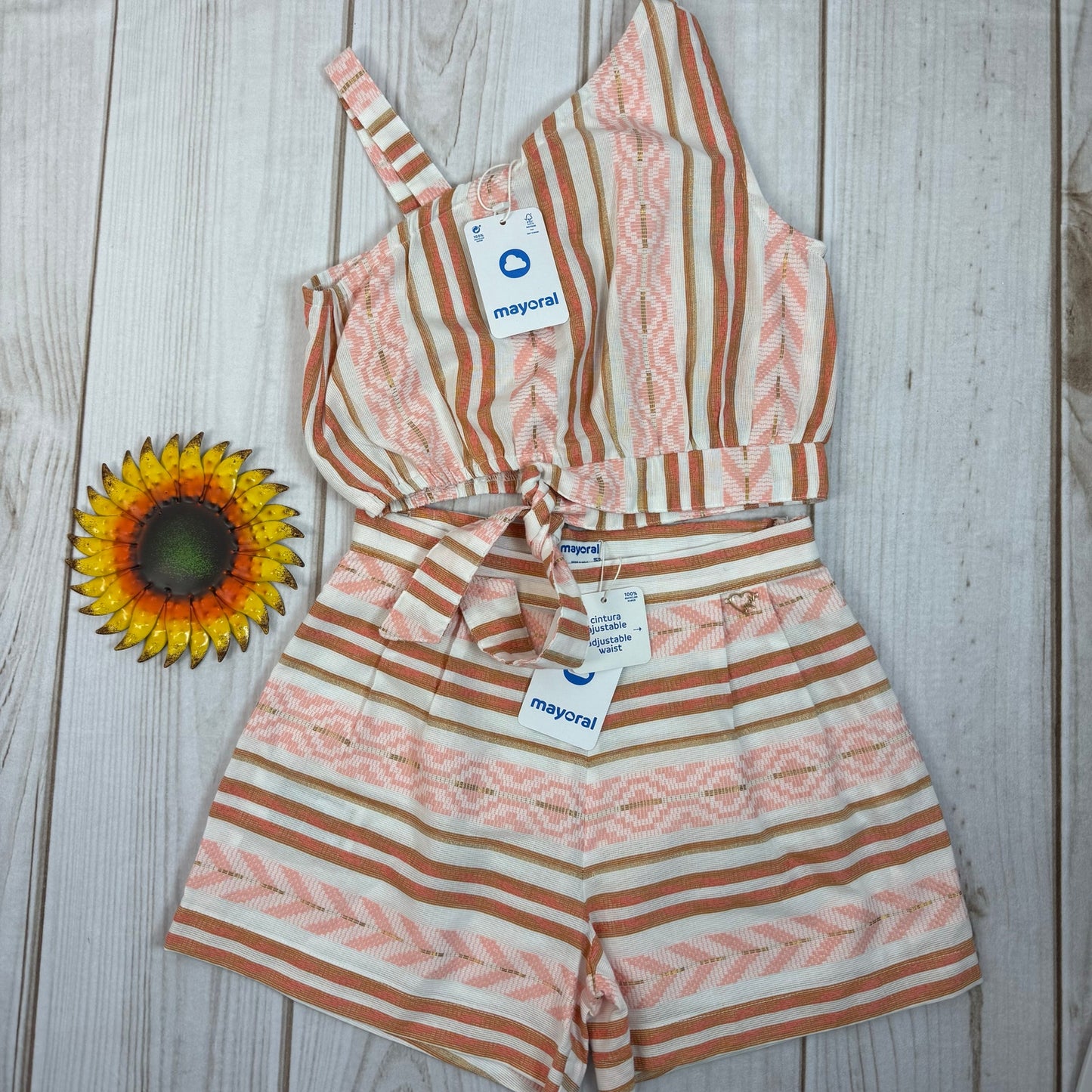 mayoral girls asymmetrical jacquard top and shorts 12