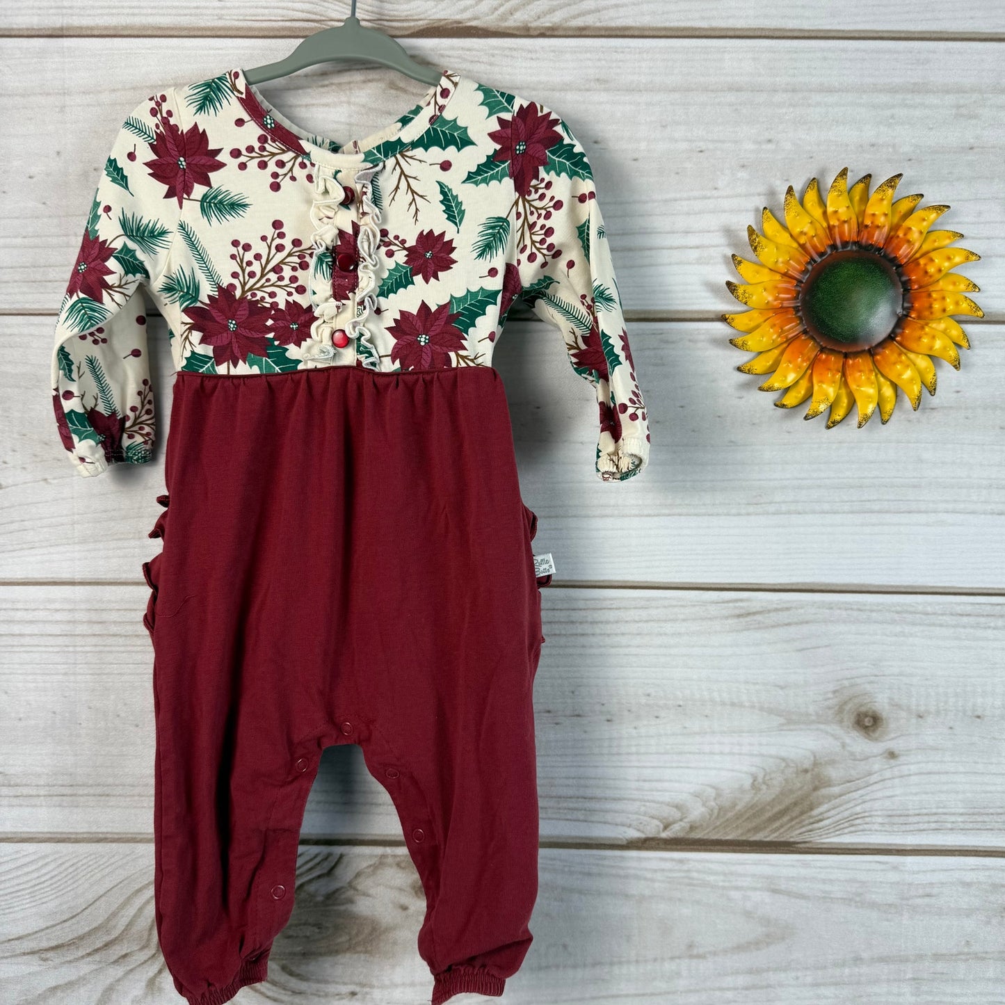 ruffle butts holiday merry & bright romper 6-12M