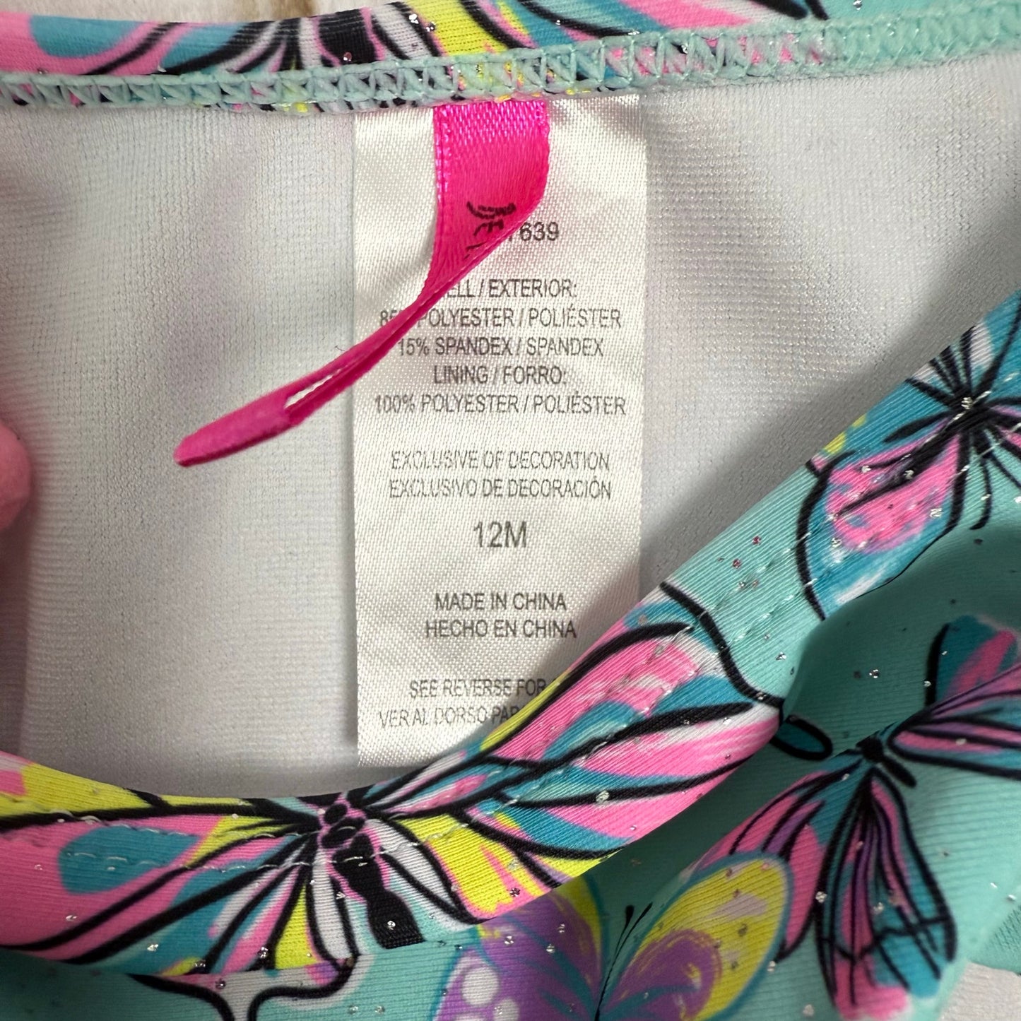 betsey johnson girls long sleeve tankini swimsuit 12M