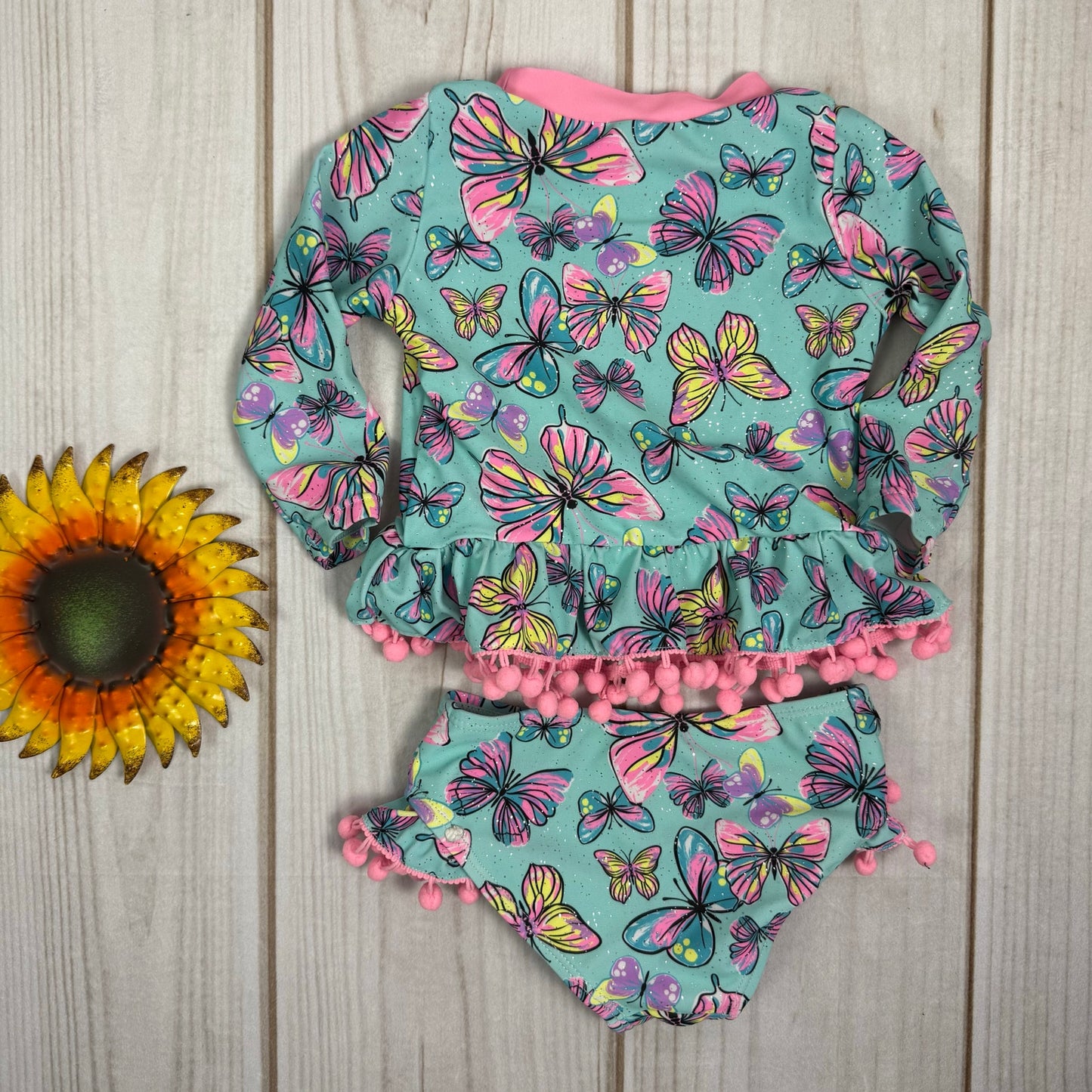 betsey johnson girls long sleeve tankini swimsuit 12M