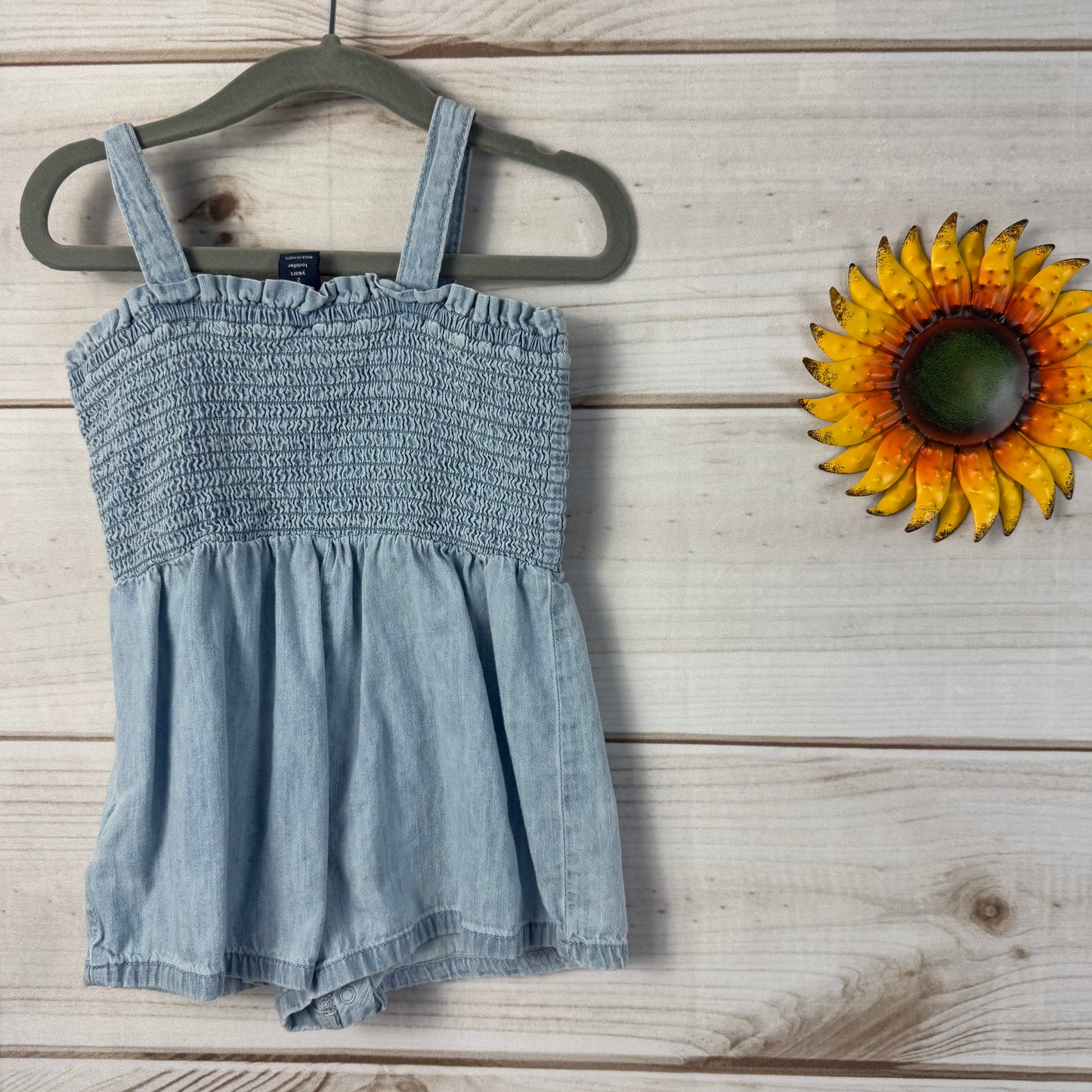 baby gap denim smocked romper 2T