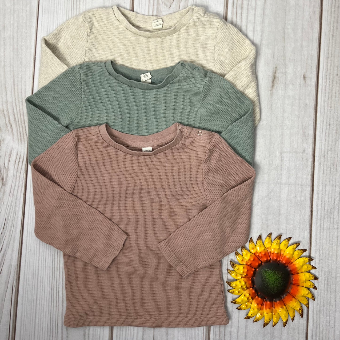 colored organics waffle long sleeve shirt 2T