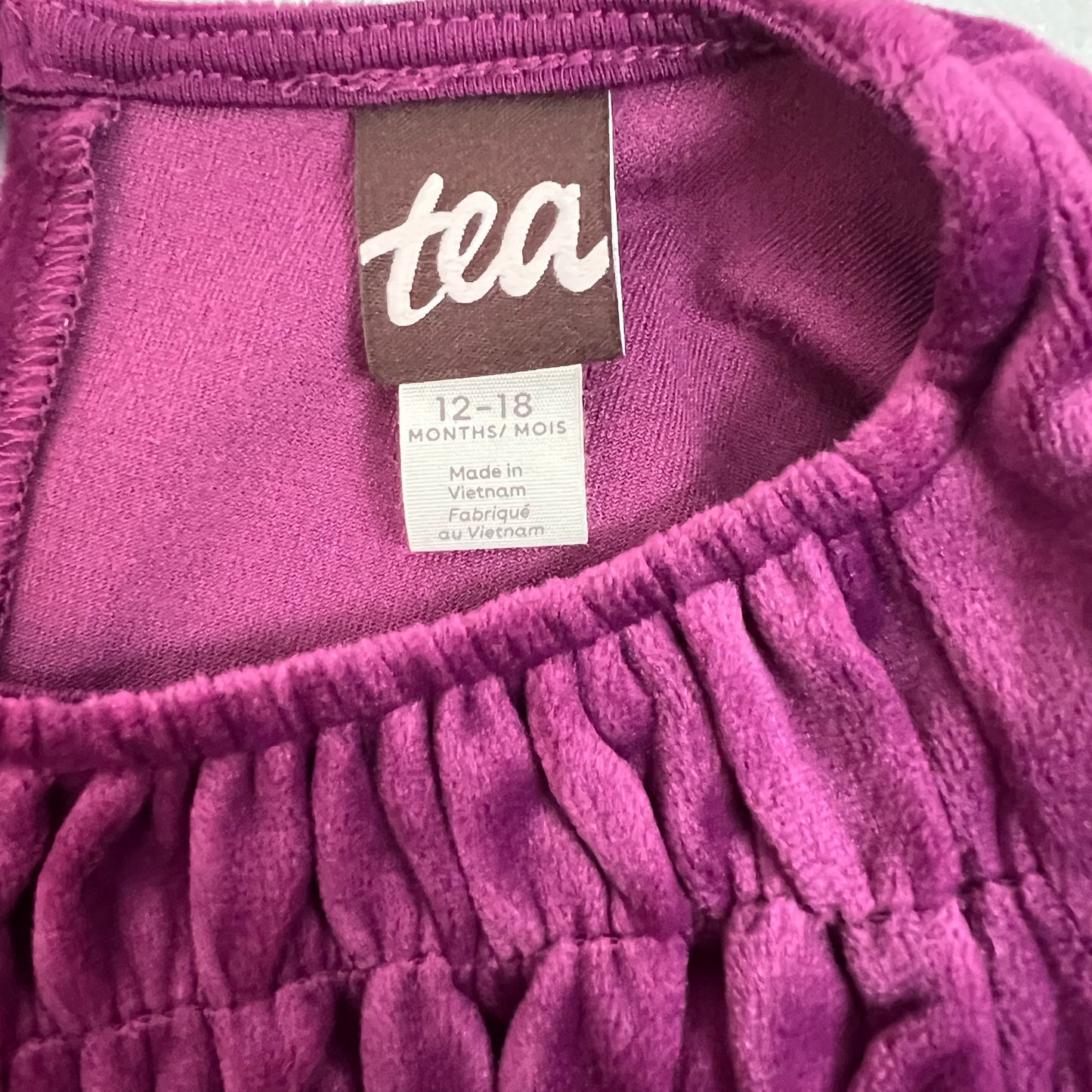 tea collection velour baby romper 12-18M