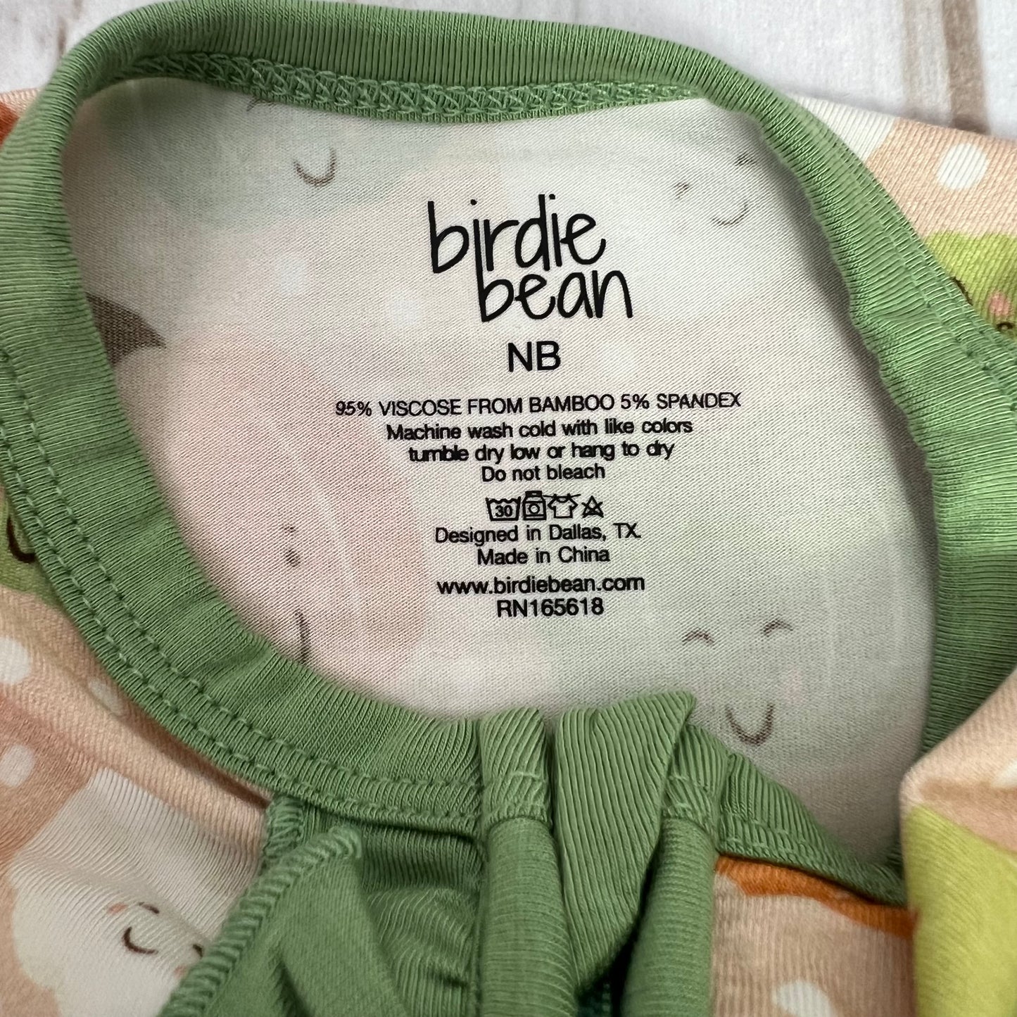 birdie bean ruffle zip romper NB