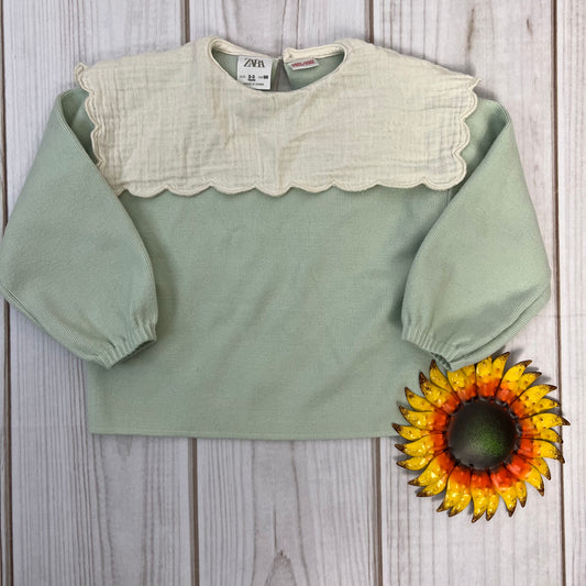 zara scalloped bib sweater 2/3T