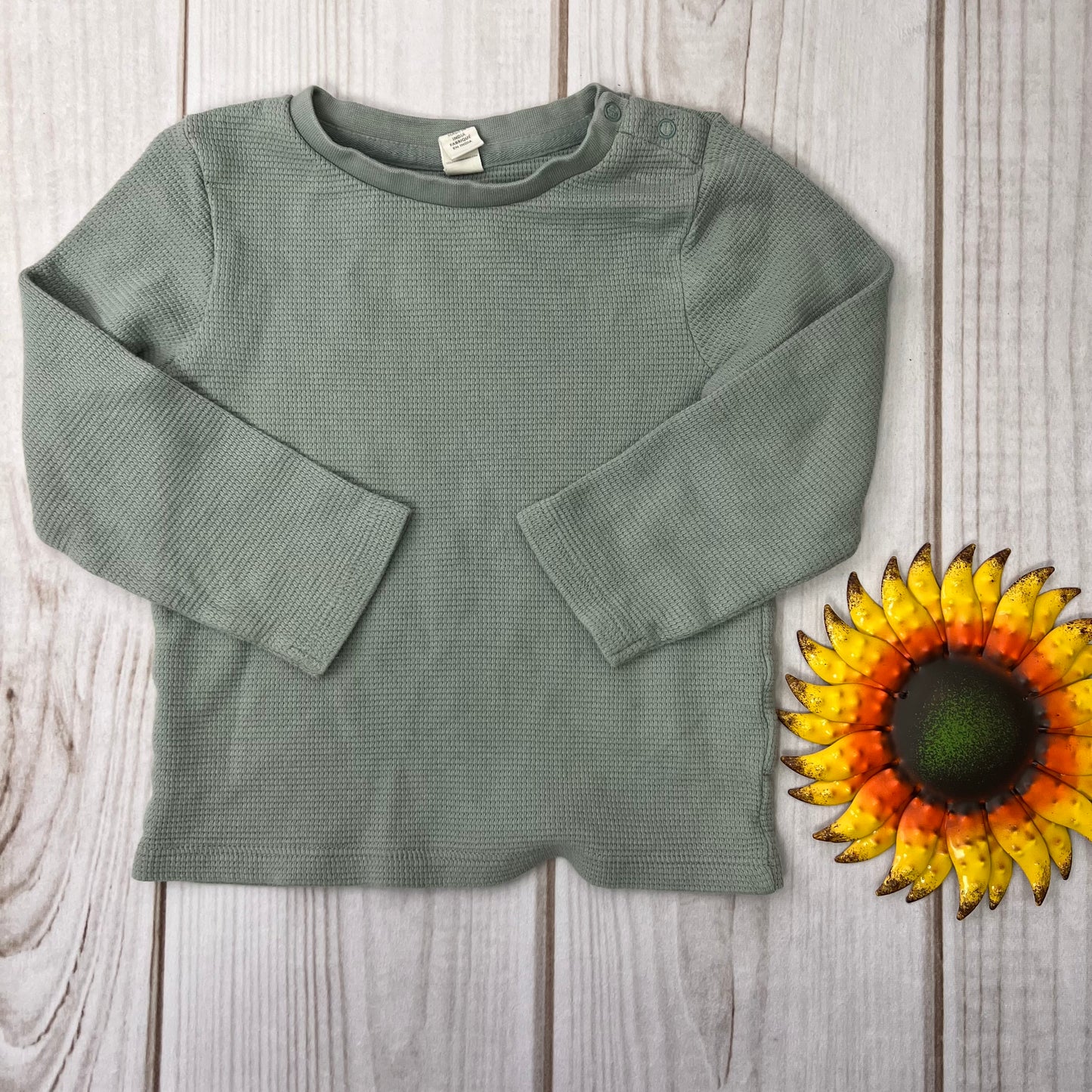 colored organics waffle long sleeve shirt 2T