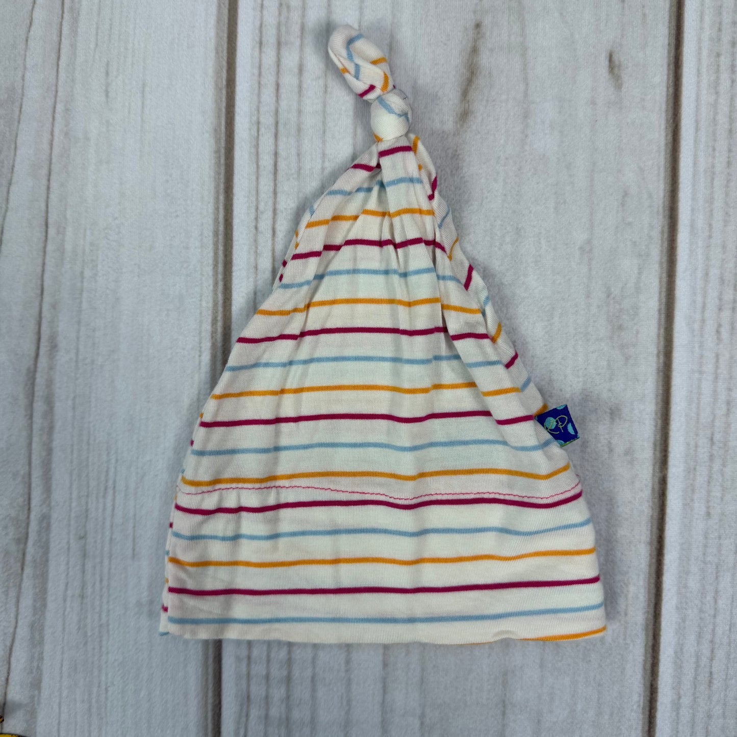 kickee beach stripe ruffle romper and hat 0-3M