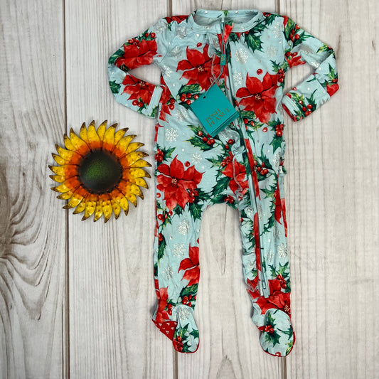 posh peanut winter lily ruffle footie 0-3M