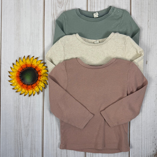 colored organics waffle long sleeve shirt 2T