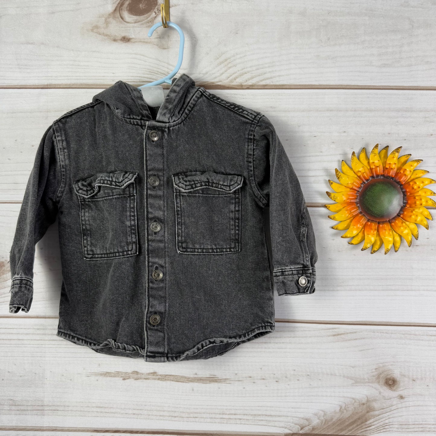 zara hooded denim jacket 12-18M