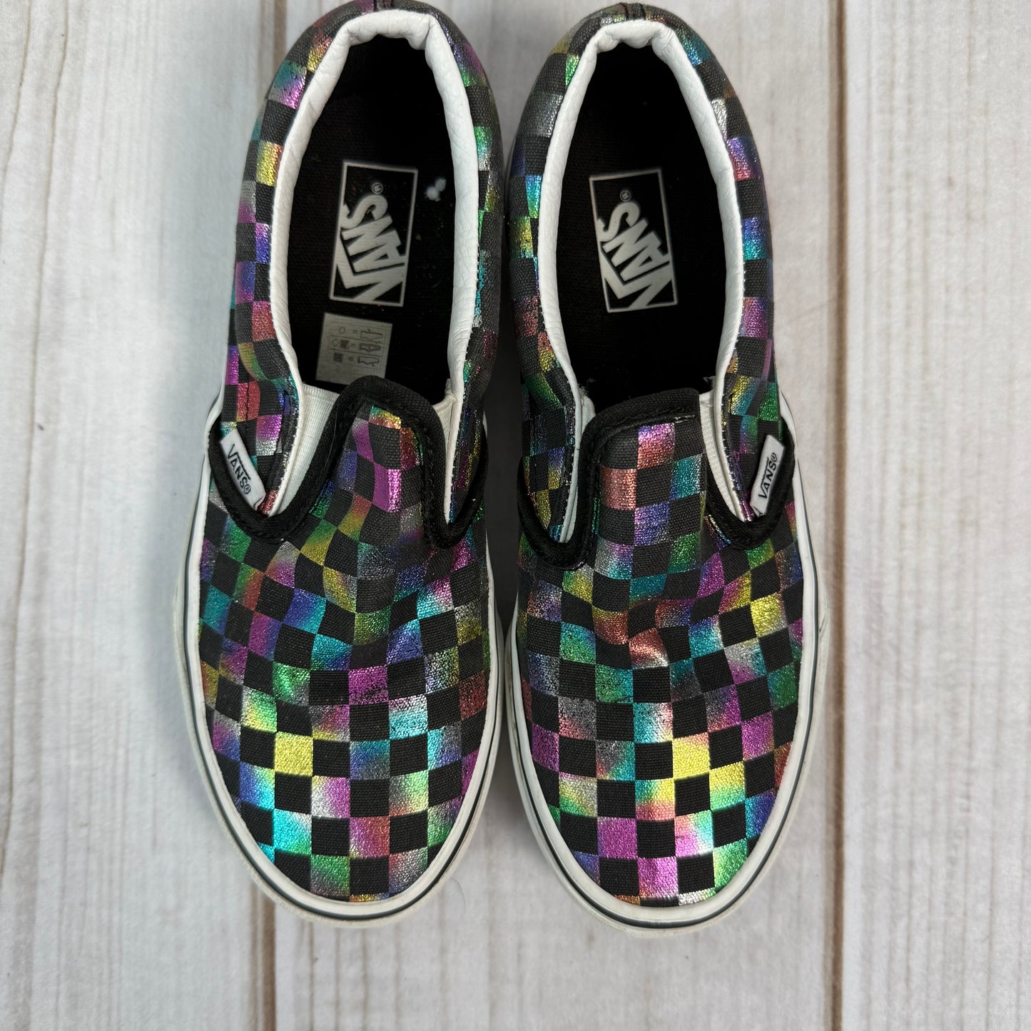 vans iridescent check slip-on skate shoe 3.5Y