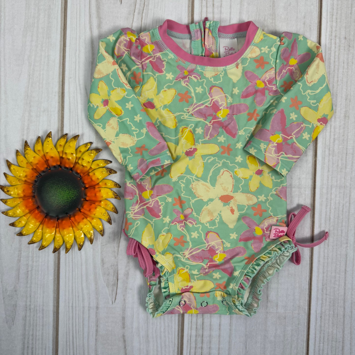 ruffle butts one piece rash guard 6-12M