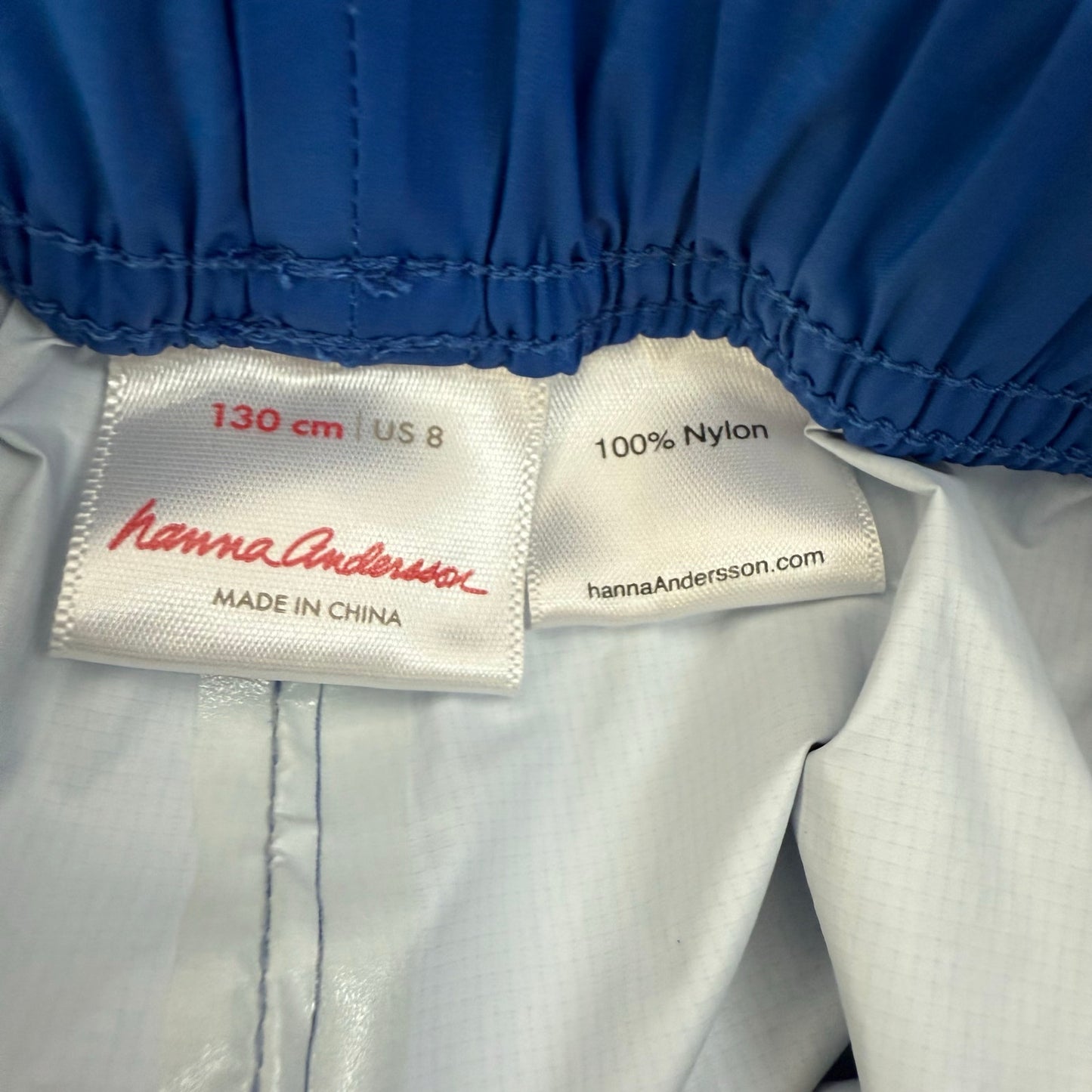 hanna andersson waterproof packable rain pants 130/8