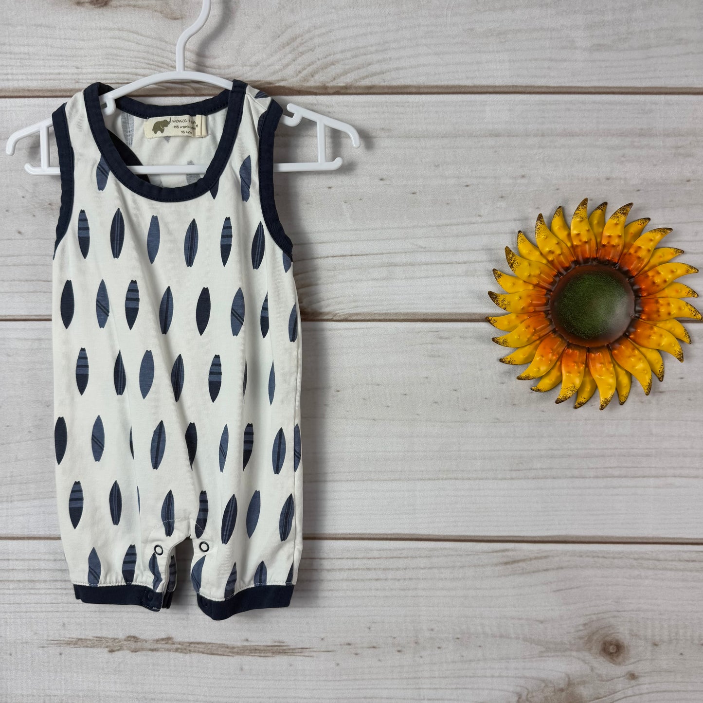 monica + andy surfboard tank romper 0-3M