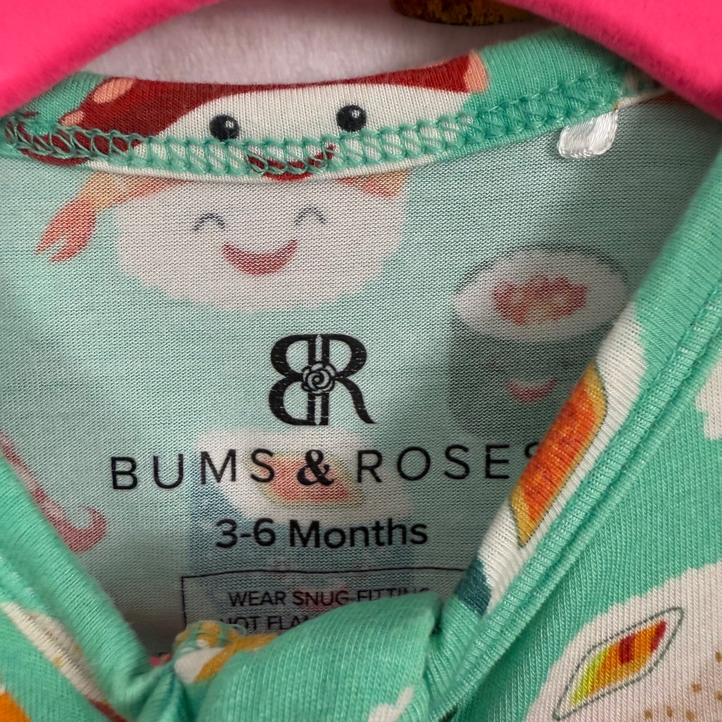 bums & roses rice and shine footie 3-6M