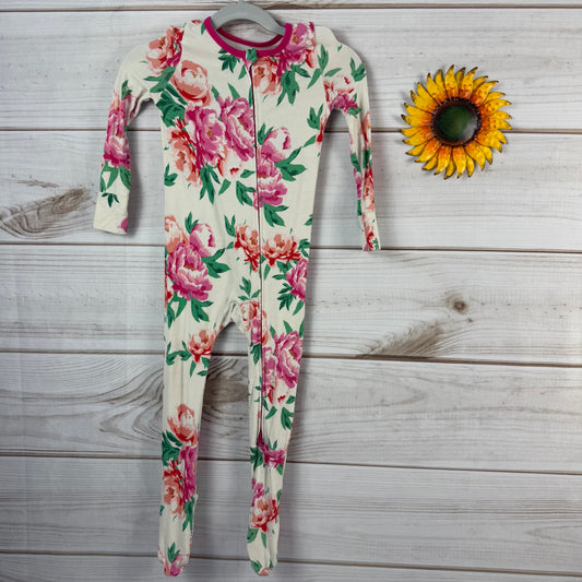 free birdies cloud peonies zip footie 18-24M