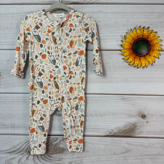 angel dear autumn owls bamboo ruffle romper 3-6M
