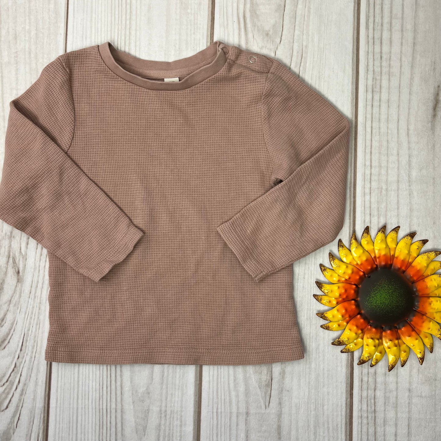 colored organics waffle long sleeve shirt 2T