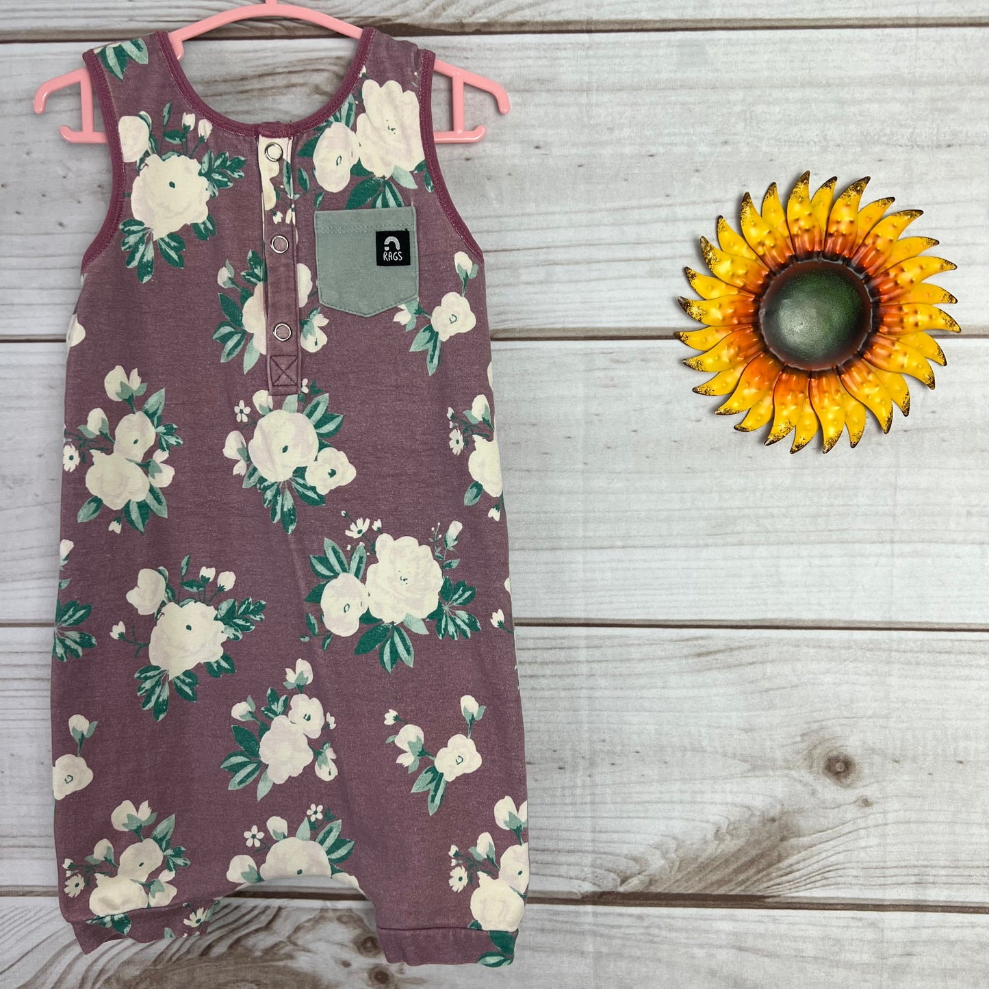 rags floral tank romper 18-24M