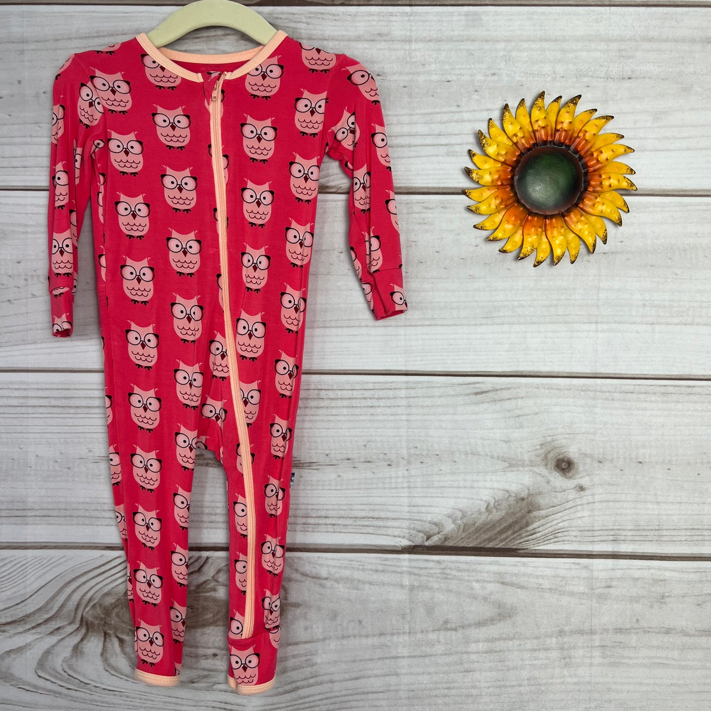 kickee taffy wise owls coverall 9-12M