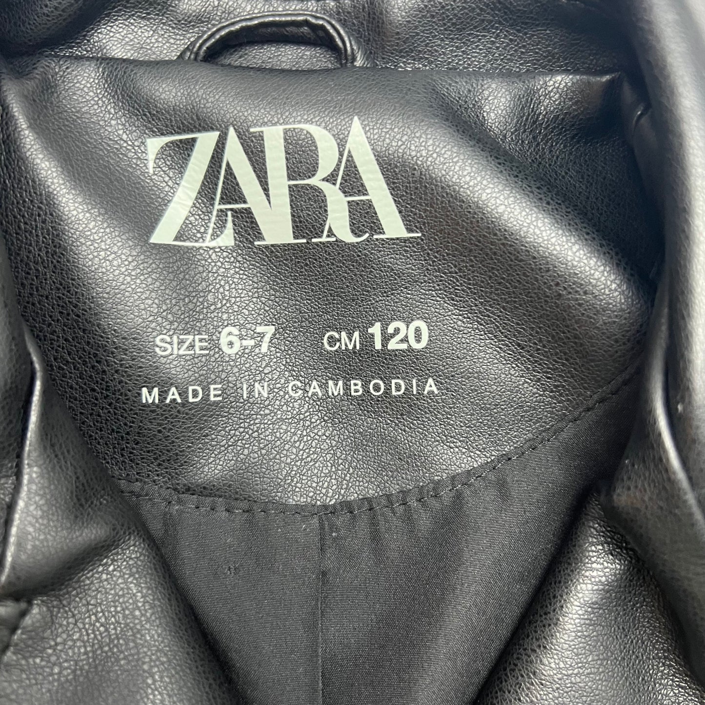 zara kids faux leather jacket 6/7