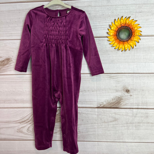 tea collection velour baby romper 12-18M