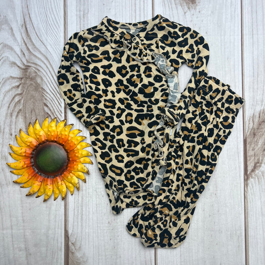 posh peanut lana leopard ruffle set 0-3M