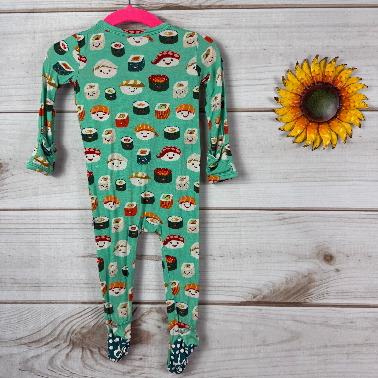 bums & roses rice and shine footie 3-6M