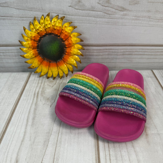 hatley over the rainbow slide sandals 13C