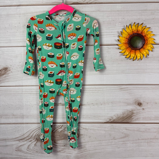 bums & roses rice and shine footie 3-6M