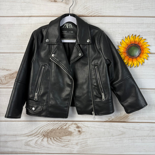 zara kids faux leather jacket 6/7