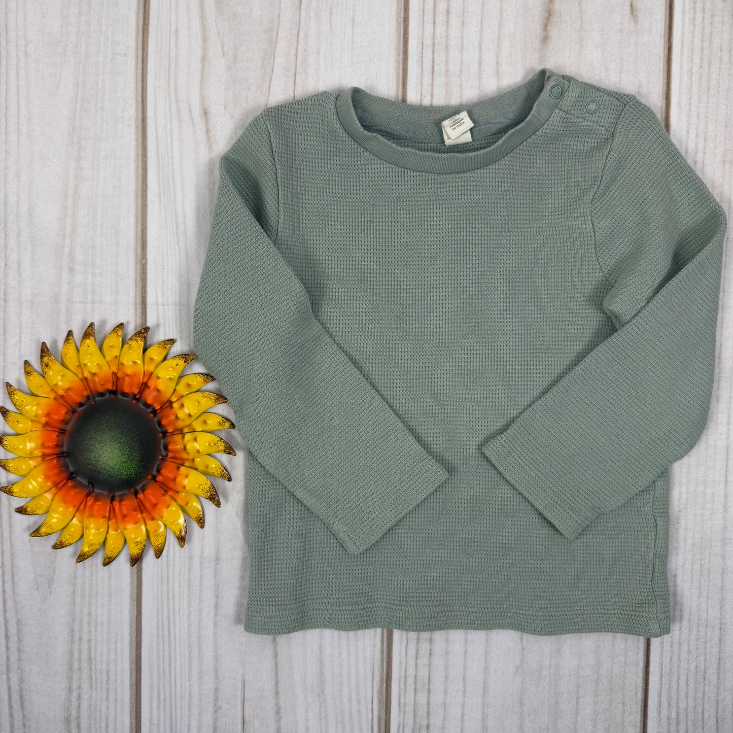 colored organics waffle long sleeve shirt 2T