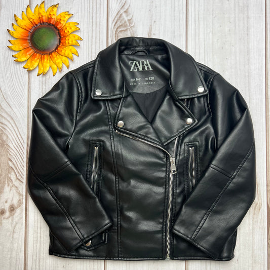 zara kids faux leather jacket 6/7