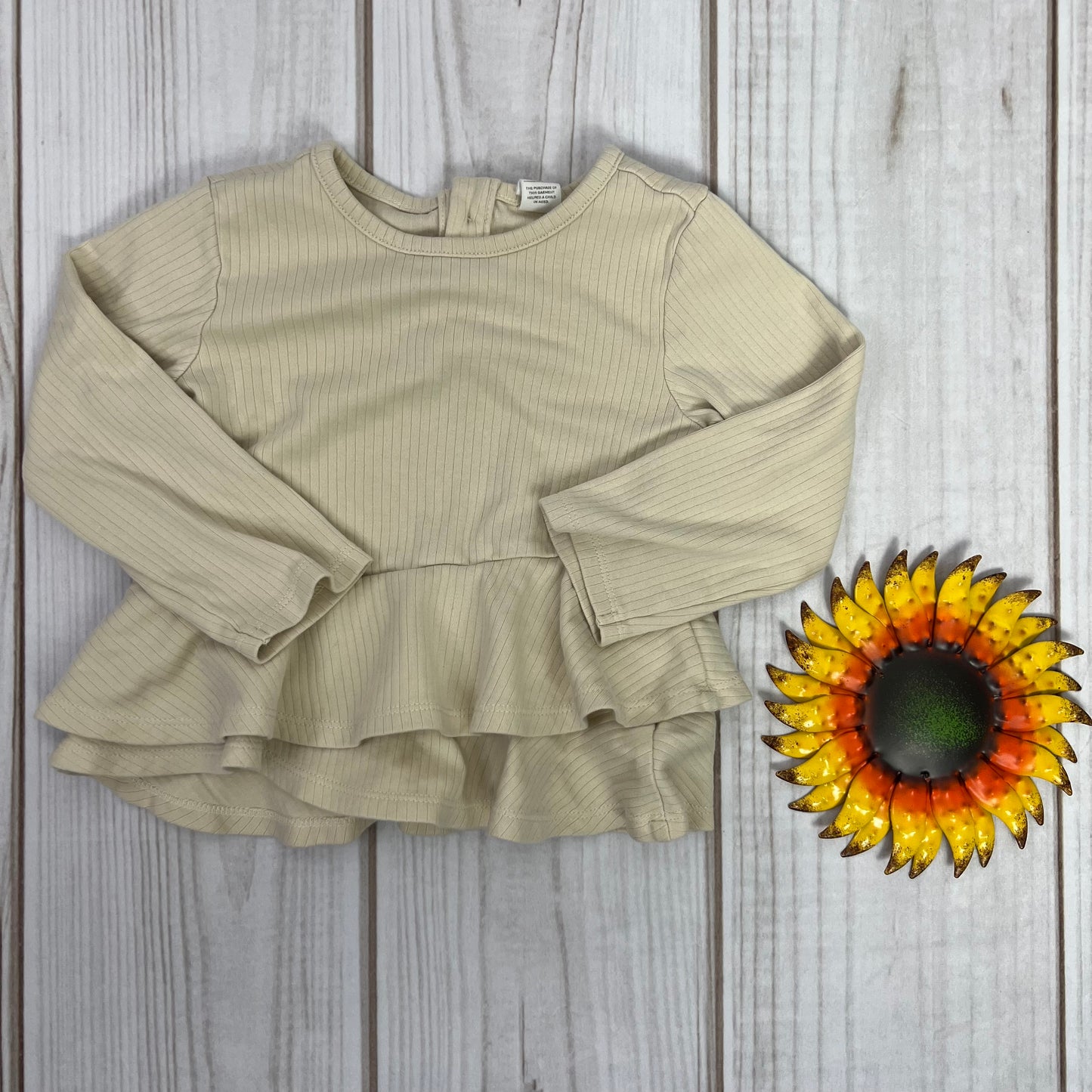 colored organics edith ribbed ruffle hem top 3T