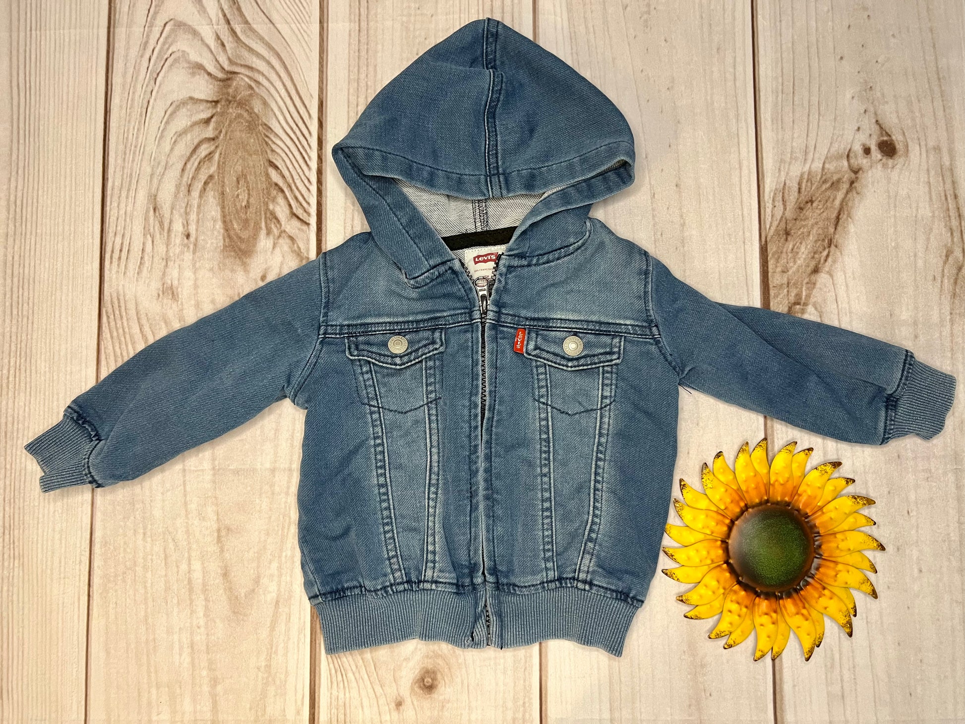 levi's hooded denim jacket 12M - The Sunflower Baby Shop