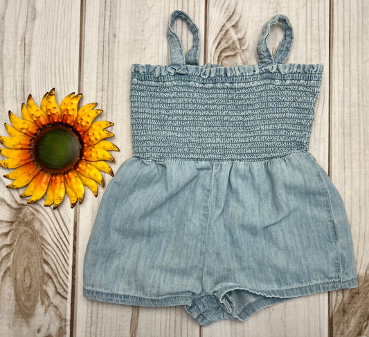 baby gap denim smocked romper 2T