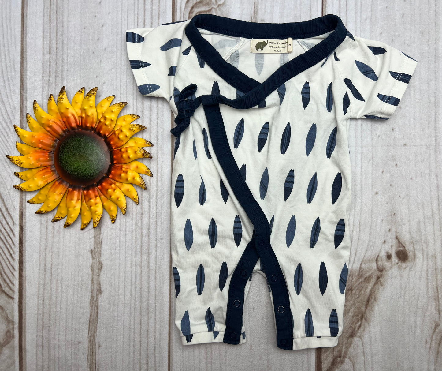 monica + andy surfboard romper 0-3M