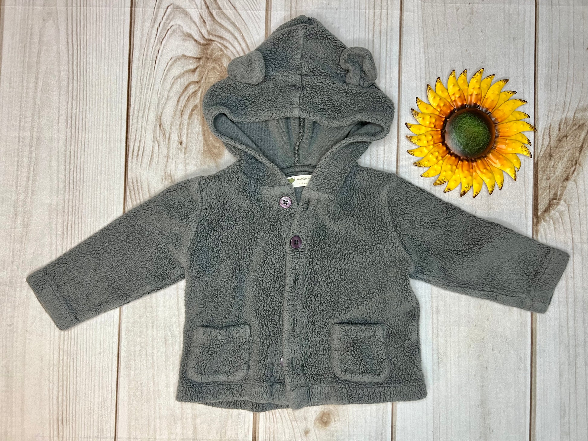 monica + andy sherpa teddy cardigan 12-18M - The Sunflower Baby Shop