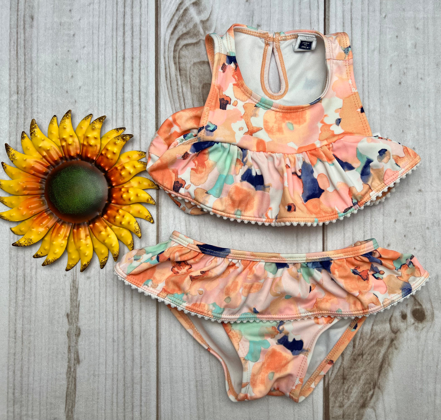 janie and jack watercolor floral two piece swimsuit