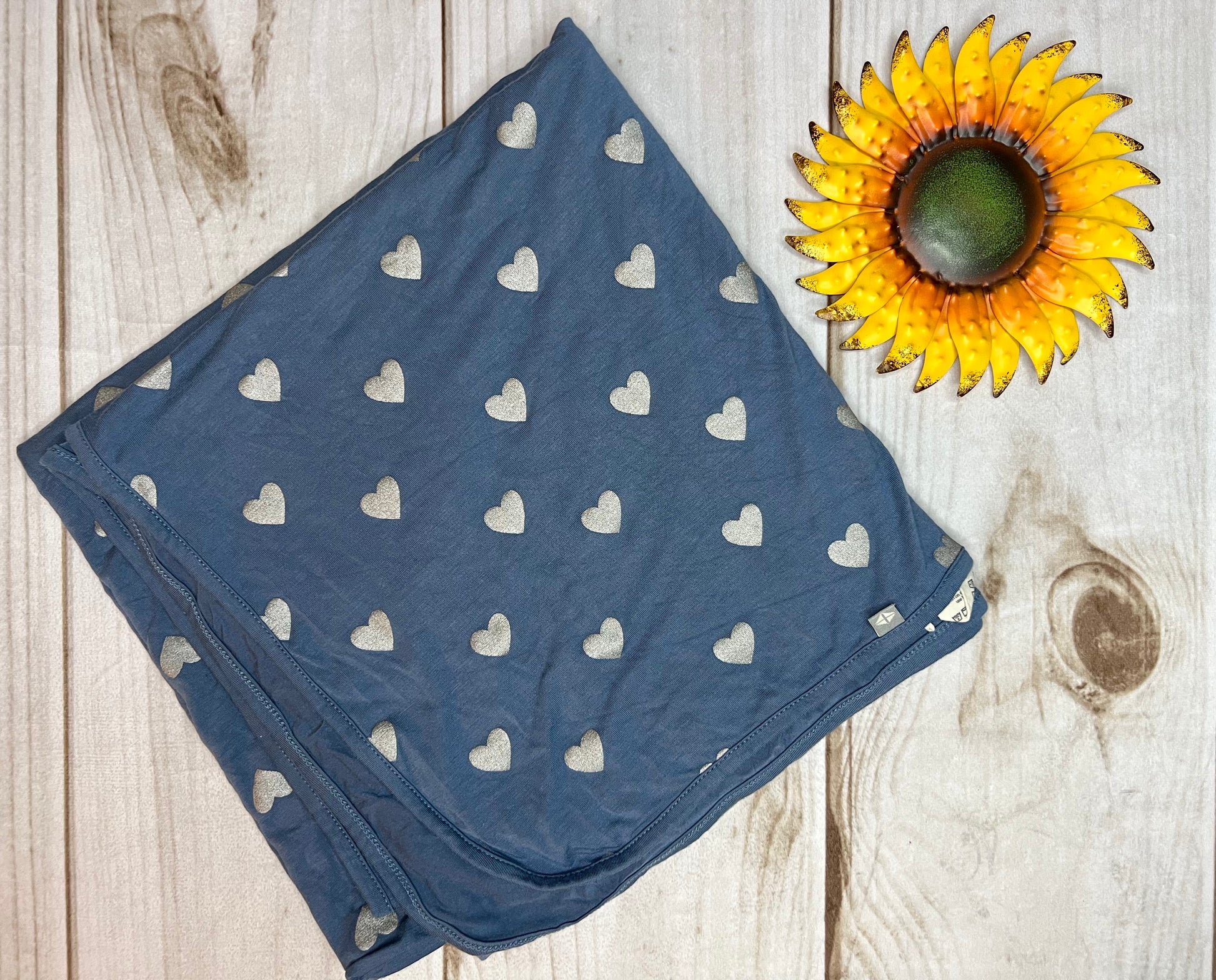 kyte baby silver hearts swaddle blanket - The Sunflower Baby Shop