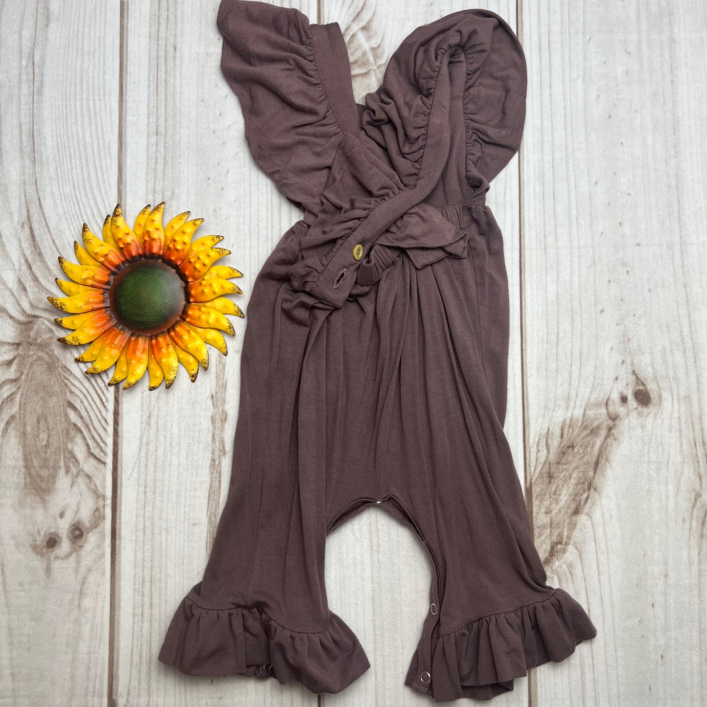 the woods by kate quinn ruffle strap coverall 3-6M