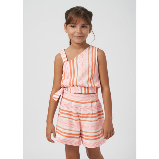 mayoral girls asymmetrical jacquard top and shorts 12
