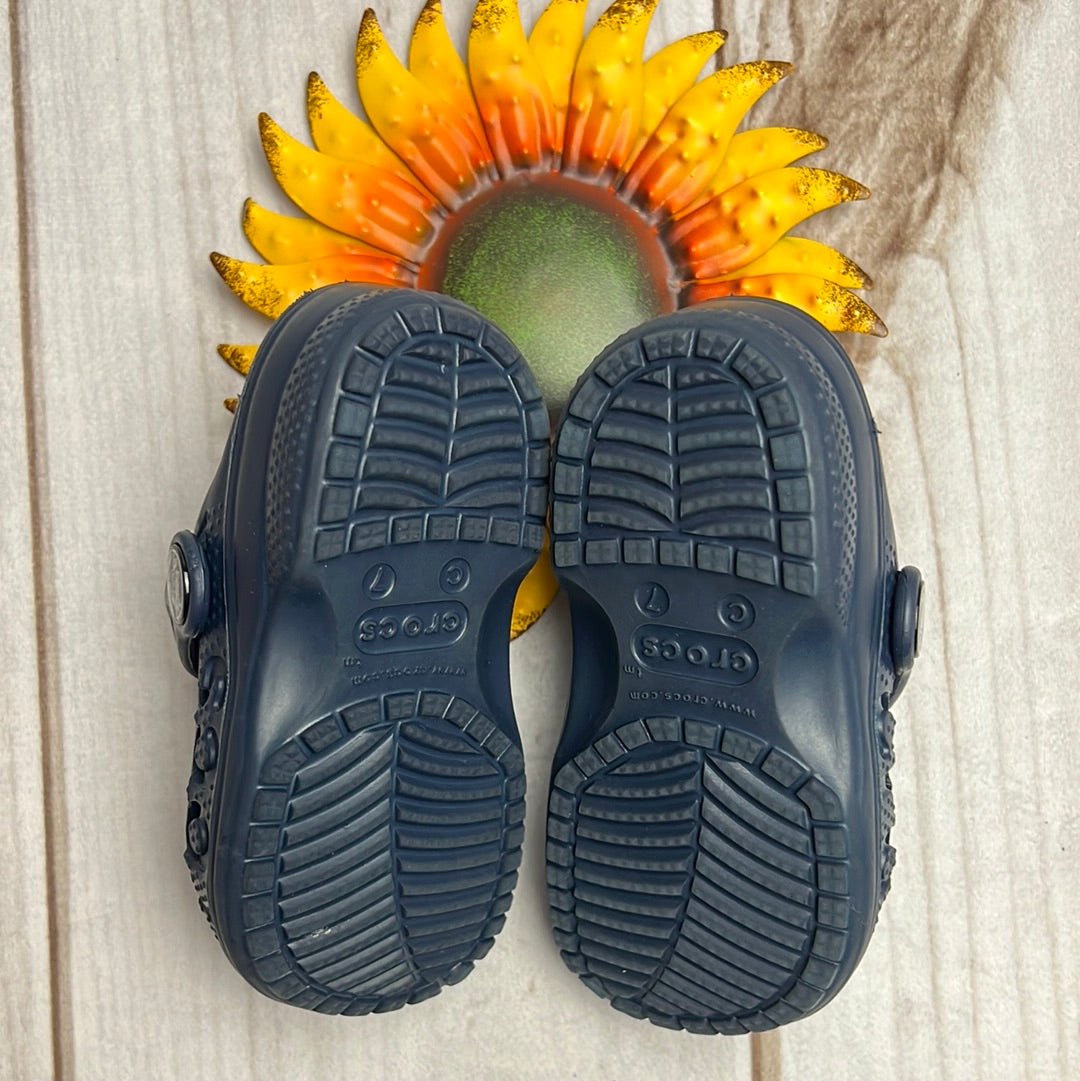 navy baya crocs 7C The Sunflower Baby Shop